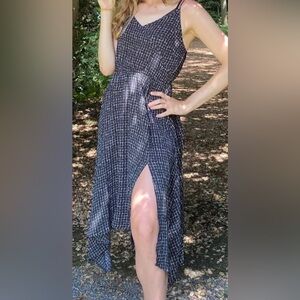 Cute black & white dress, asymmetrical hem, adjustable spaghetti strap, v neck